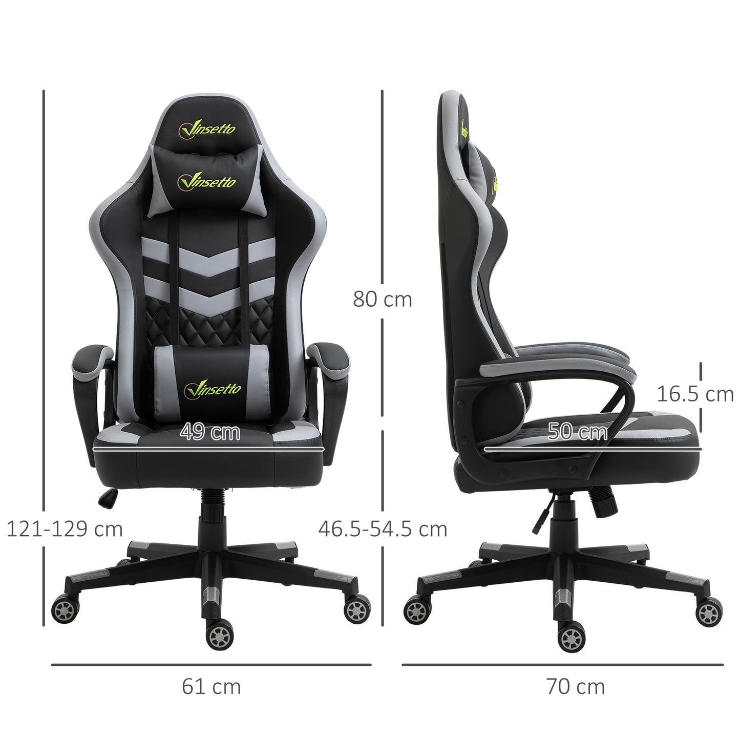 Gaming Chair Ergonomic Design with Headrest and Lumbar Pillow Rotatable Home Leather Office Chair