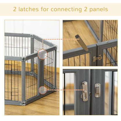 Heavy Duty Pet Playpen, 6 Panels Puppy Play Whelping Pen, Foldable Steel Dog Exercise Fence, with Door, Double Locking Latches