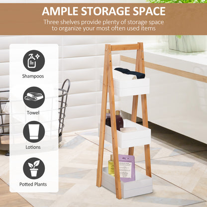 Bathroom A-Shape Rack, 3-Tier-Bamboo