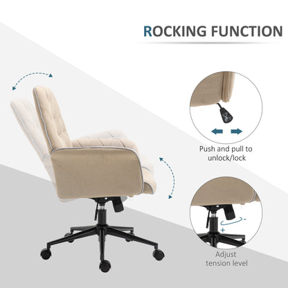 Beige Desk Chair, w/ Wheels Ergonomic