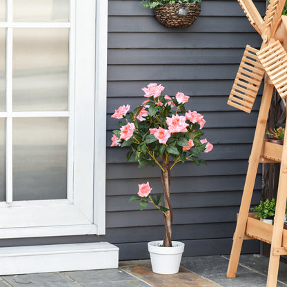 Artificial Potted Plants, 21 Flowers with Nursery Pot for Indoor Outdoor Décor, 90cm, Pink and Green