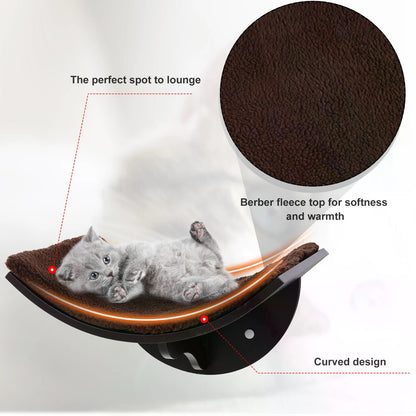 Cat Shelf, Wall-mounted, w/ Fleece Cushion Brown