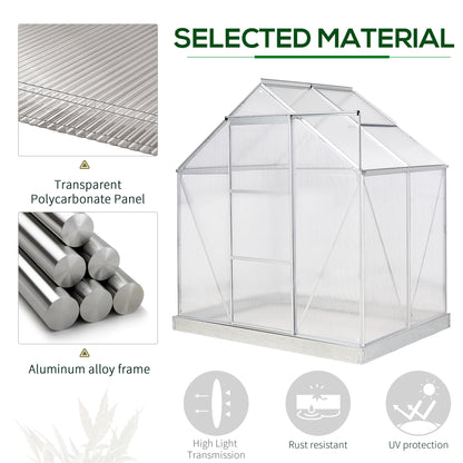 Walk-In Greenhouse Polycarbonate Panels Aluminium Frame Sliding Door Adjustable Window Flower Grow House Protection  Aosom IE