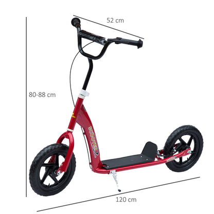 Bicycle Scooter, Kick Scooter for Kids, Big Wheel, 12" Tyres -Red