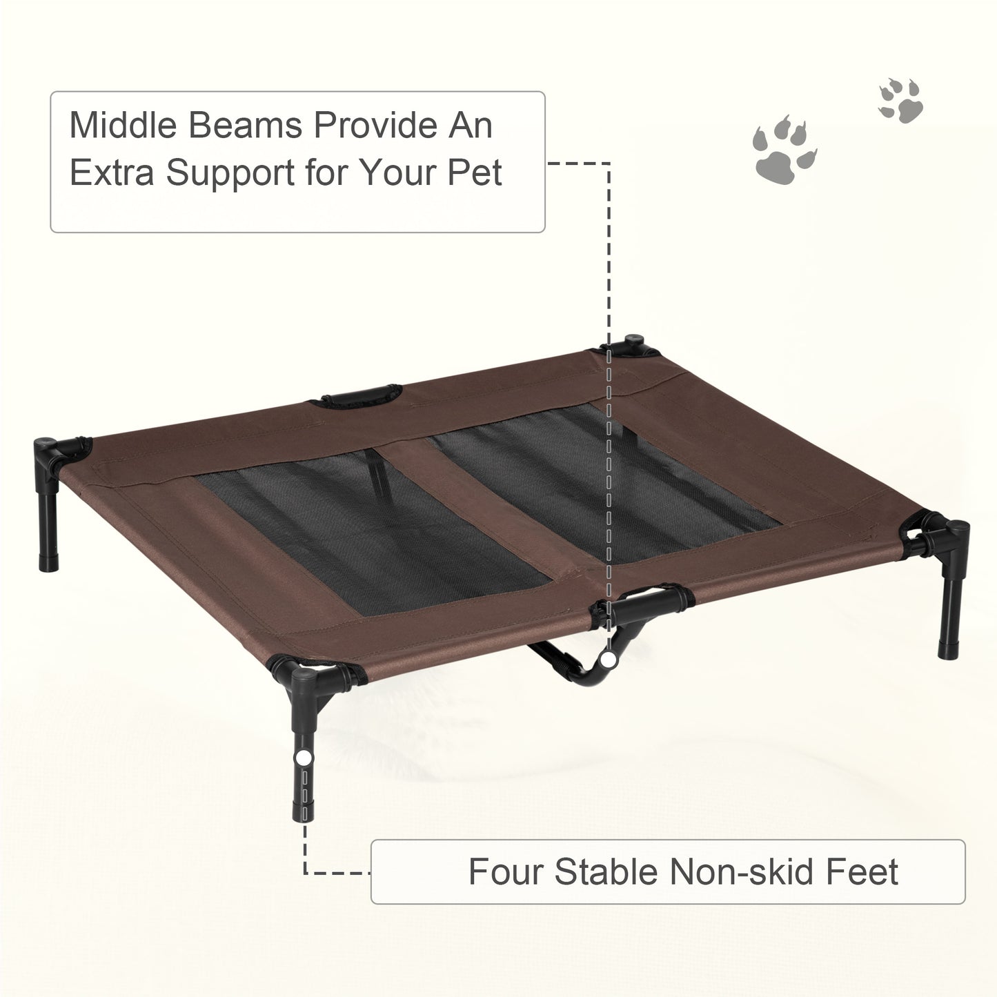 91.5Lx76.2Wx18H cm Elevated Pet Bed-Brown/Black Frame