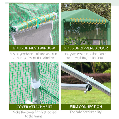 Walk-in Polytunnel Garden Greenhouse Outdoor Mesh Door Greenhouse W/ PE Cover&6 Windows 3.5 x 3 x 2m Green