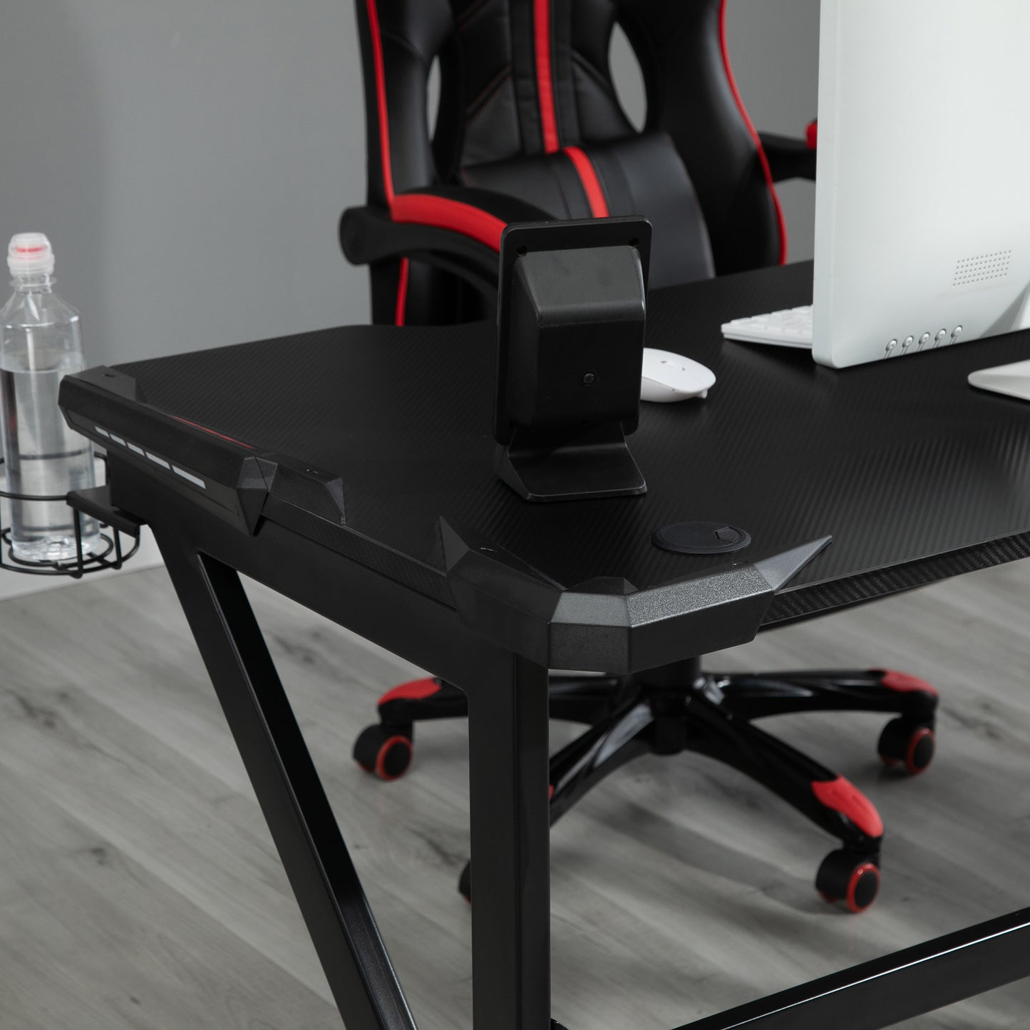 Gaming Desk Computer Writing Home Office Study Table with Cup Holder Headphone Hook and Cable Managment Holes Black