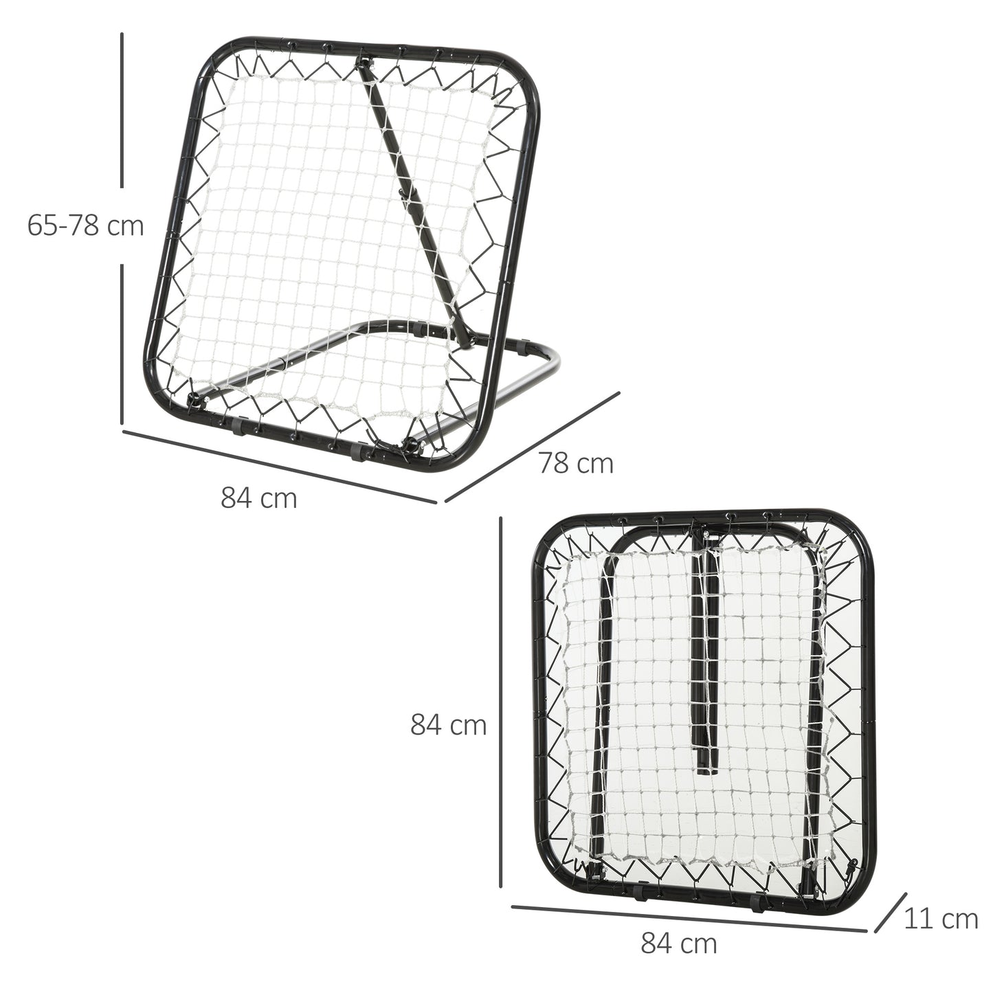 Angle Adjustable Rebounder Net Goal Training Set Football, Baseball, Basketball Daily Training, Black