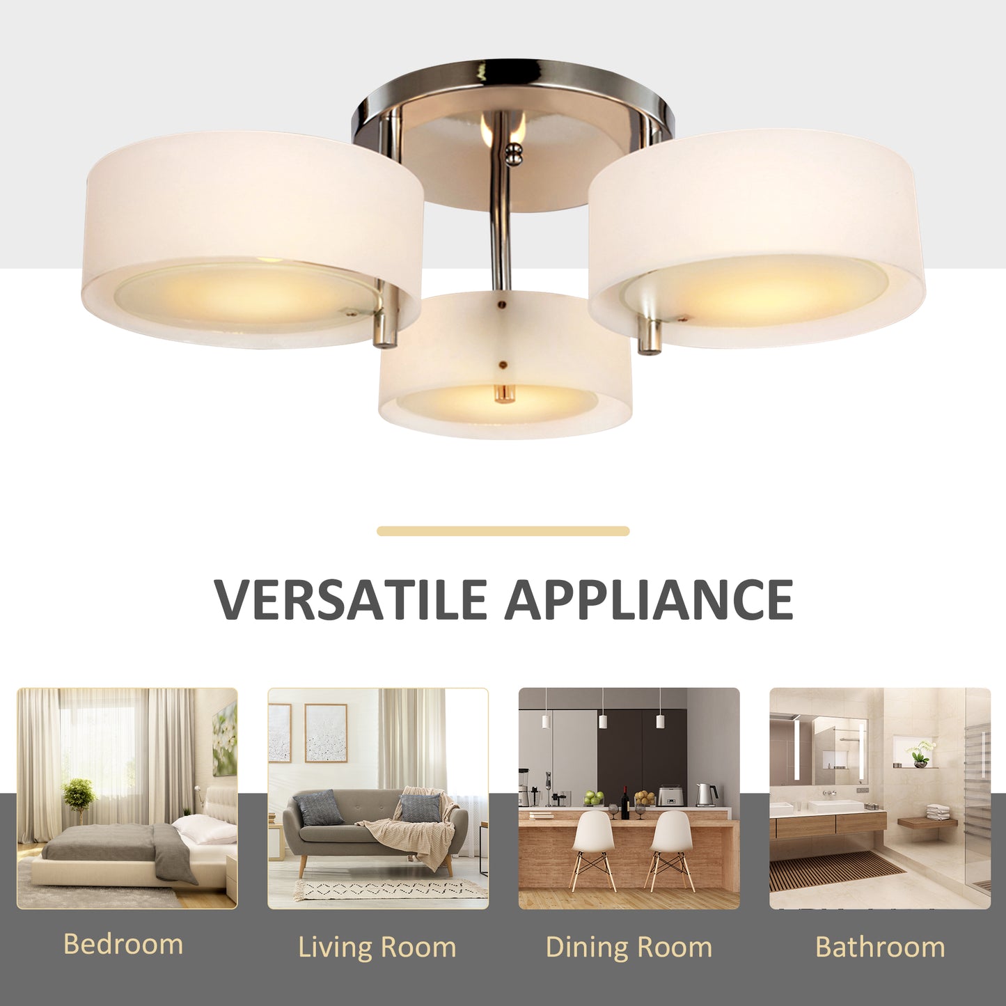 Modern Ceiling Lights for Living Room, 3 Lights Acrylic Lamp Light-White