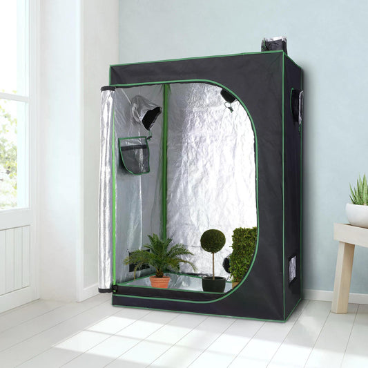 Outsunny Hydroponic Plant Grow Tent Canopy Indoor Reflective Mylar Green Room 600D Oxford 120L x60W x150Hcm Silver 