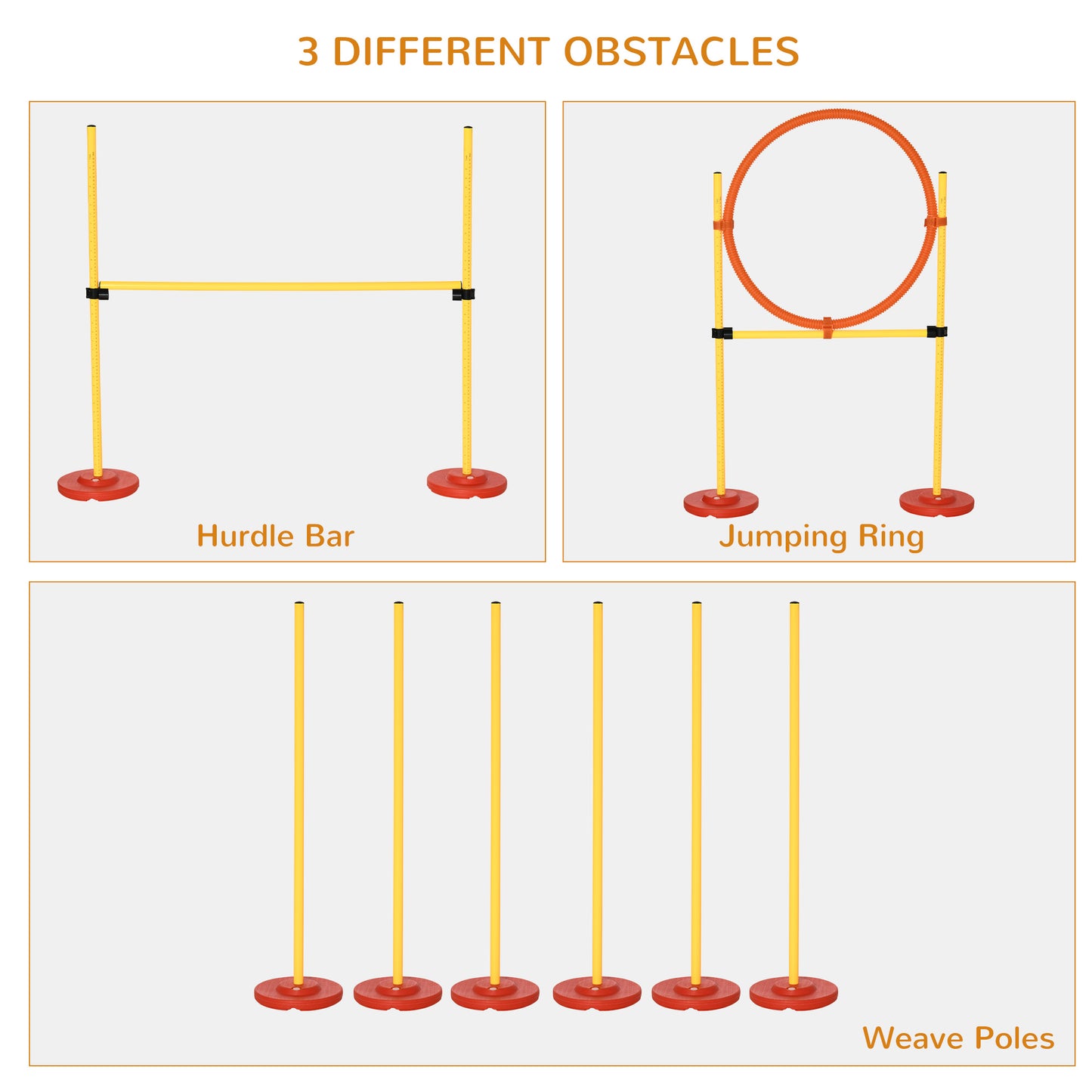 Dogs Plastic 3-Course Agility Set Yellow