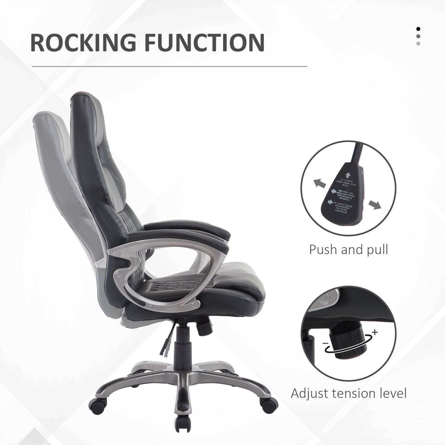 Homcom Black Leather Desk Chair, w/ Rocking Function, Adjustable Height