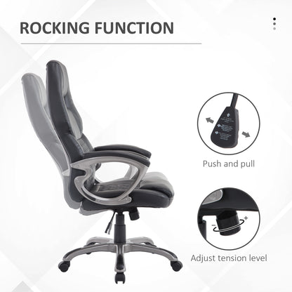 Homcom Black Leather Desk Chair, w/ Rocking Function, Adjustable Height