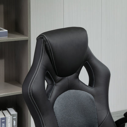 Black Leather Office Chair, High Back, Swivel for Home Office with Wheels