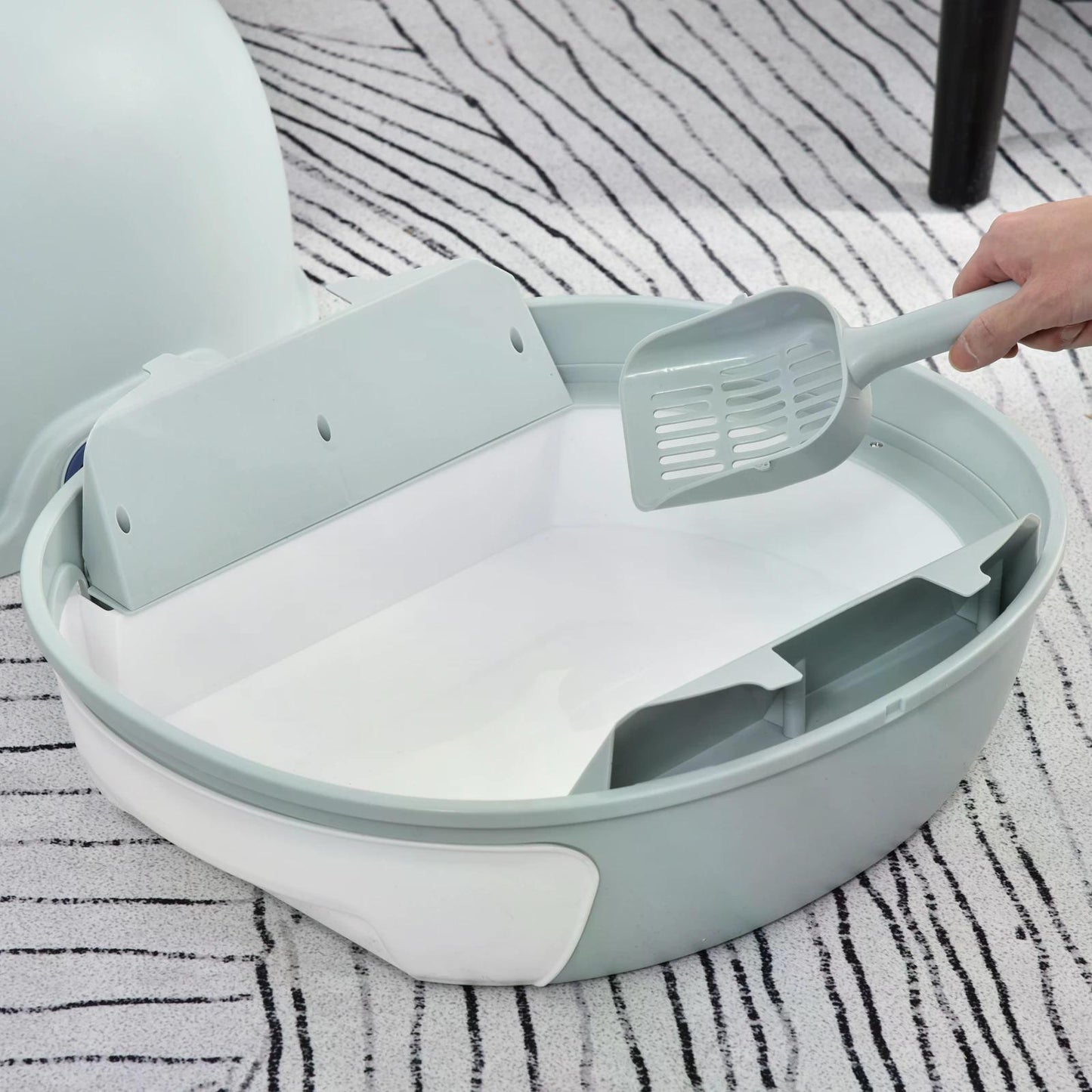 Cat Litter Box With Litter Scoop, Drawer-Type Easy To Clean, Skylight, Light And Easy To Move