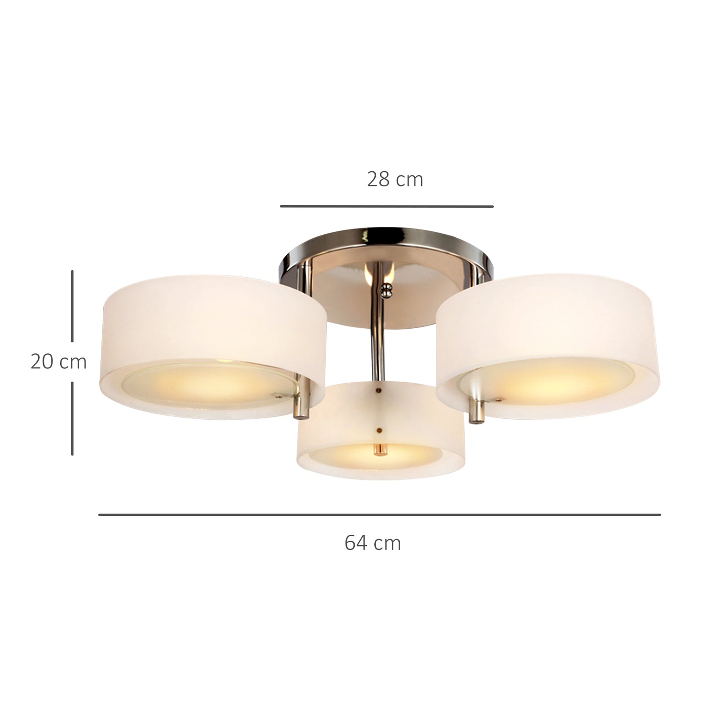 Modern Ceiling Lights for Living Room, 3 Lights Acrylic Lamp Light-White