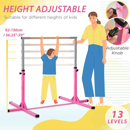 Height Adjustable Gymnastics Horizontal Bar For Kids Home Gym Training Children Junior Kip High Bar Fitness Pink