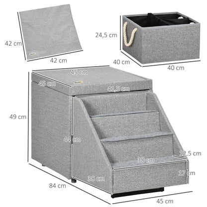 Dog Steps for Sofa, 4-Tier Pet Stairs for Small Medium Dogs and Cats, with Storage Compartment