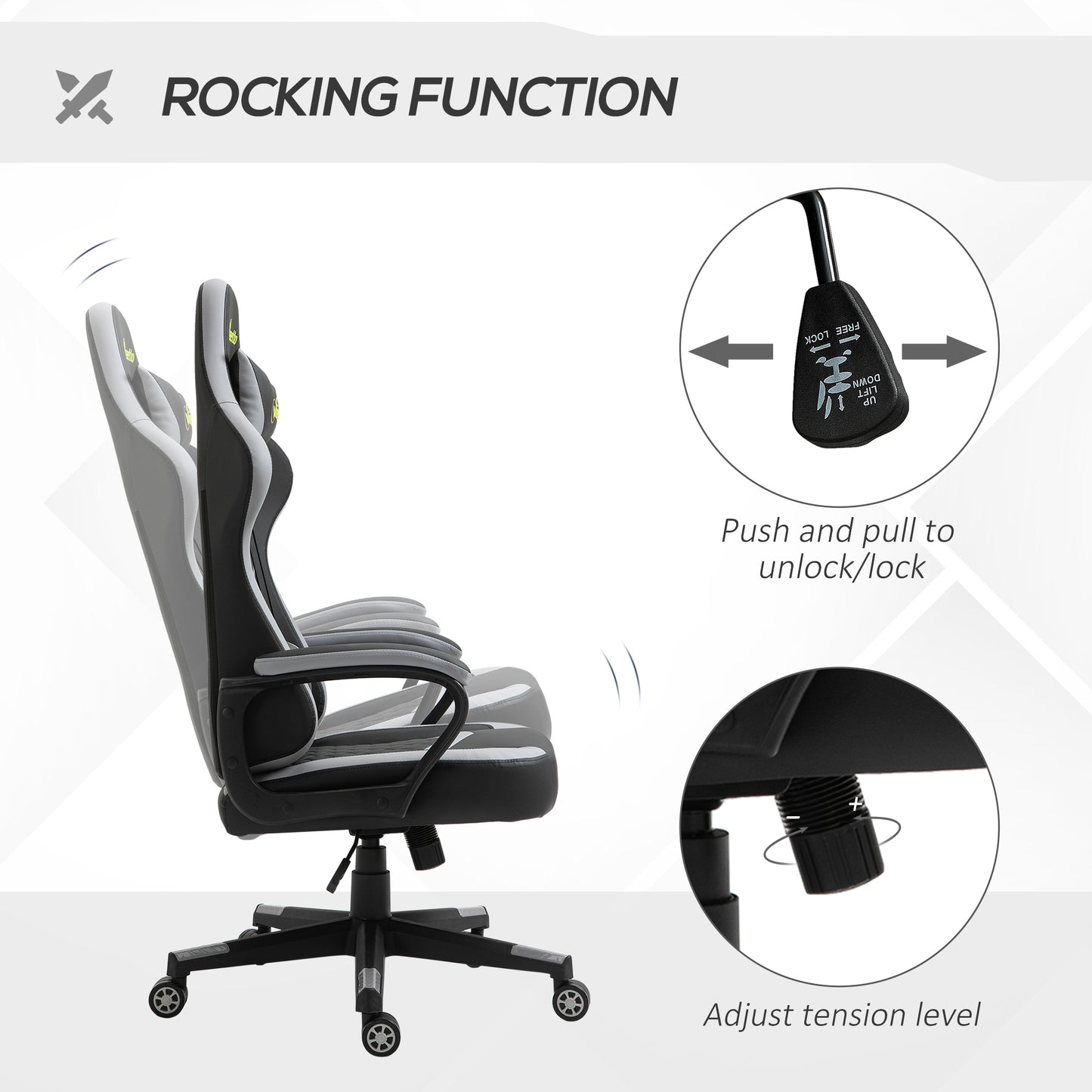 Gaming Chair Ergonomic Design with Headrest and Lumbar Pillow Rotatable Home Leather Office Chair