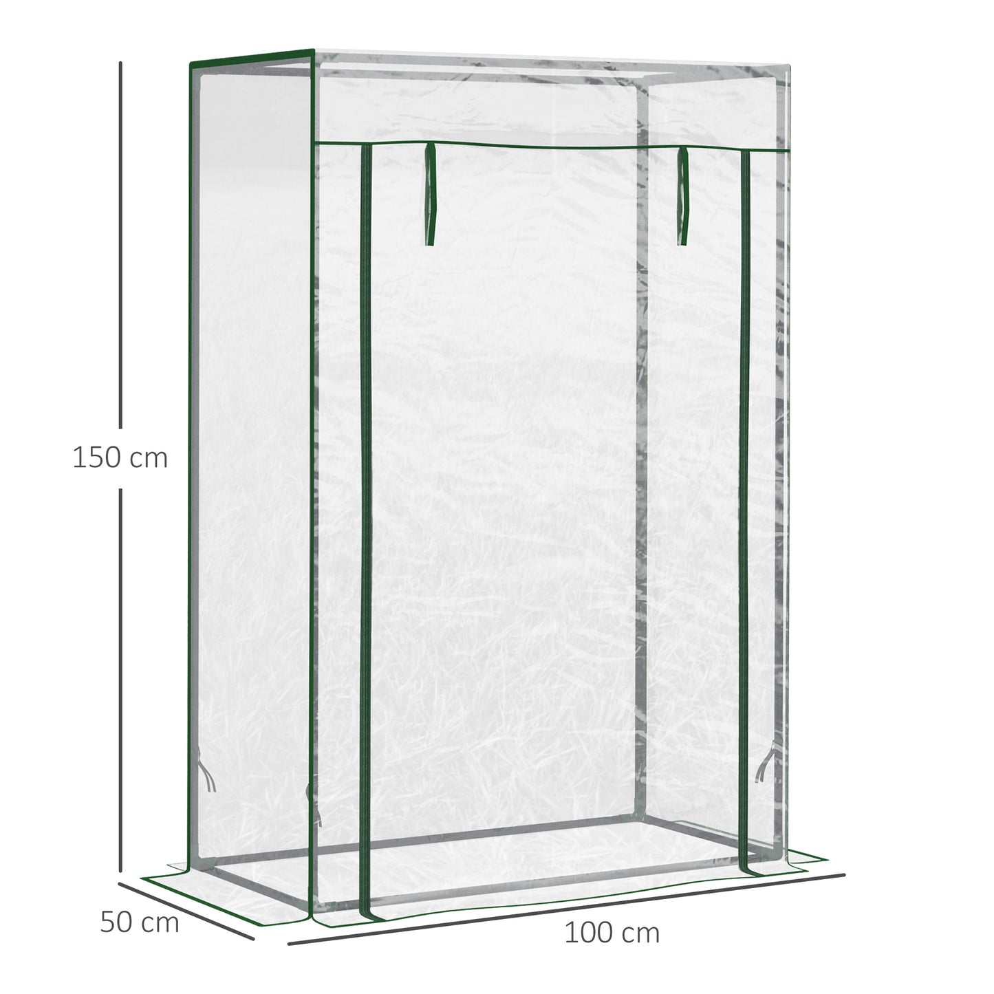 100 x 50 x 150cm Greenhouse Steel Frame PVC Cover w/ Roll-up Door Outdoor for Backyard, Balcony, Garden, Transparent