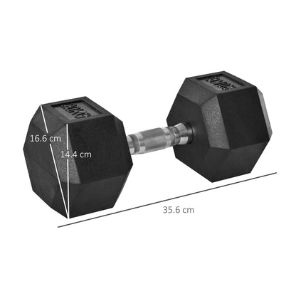 20KG Single Rubber Hex Dumbbell Portable Hand Weights Dumbbell Home Gym Workout Fitness Hand Dumbbell  Aosom IE