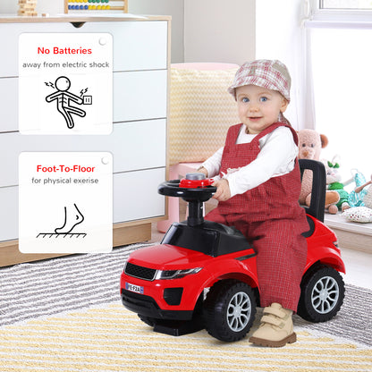 3-in-1 Ride-On Car Walker Stroller Push-Along w/ Horn Wheel & Under Seat Storage Red