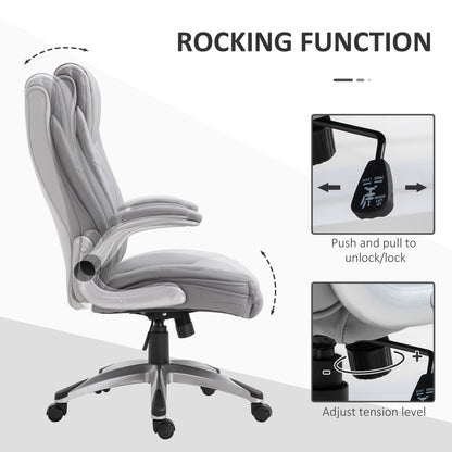 Ergonomic Executive Office Chair Sleek PU Leather 360 Rotation w/ Headrest in Grey