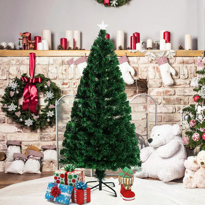 5ft Pre Lit Christmas Tree, Artificial Holiday Decor Sturdy Metal Base