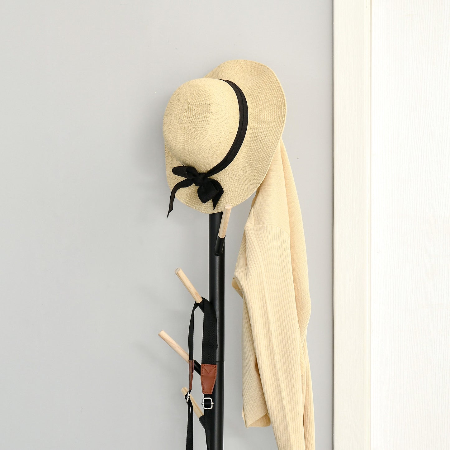 174cm Coat Rack Stand with 6 Hooks Clothes Tree Hat Display Hall Tree Hanger Hanging Organizer for Hallway Bedroom