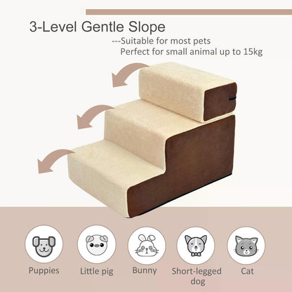 Puppy Steps for Bed, 3 Steps Padded, Non Slip-Beige