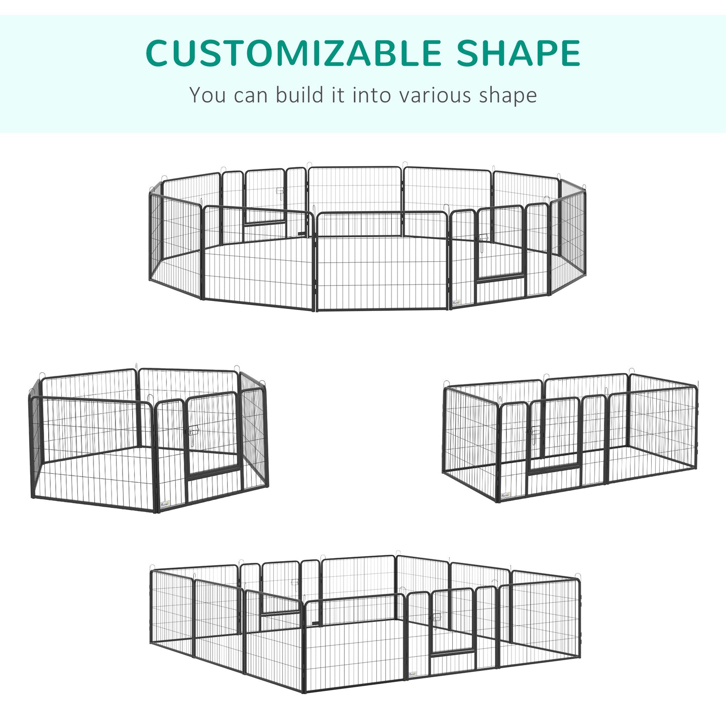 Heavy Duty Pet Playpen, 12 Panels Puppy Play Pen, Foldable Steel Dog Exercise Fence, with 2 Doors Locking Latch, 80 x 60 cm