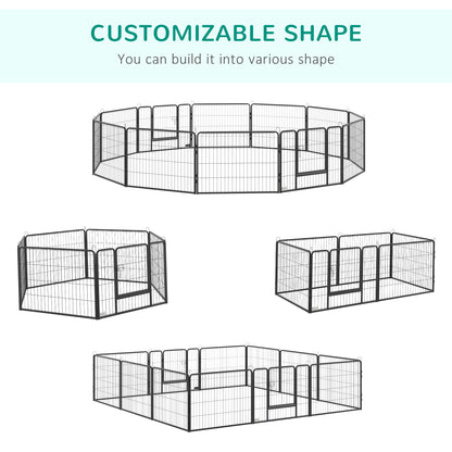 Heavy Duty Pet Playpen, 12 Panels Puppy Play Pen, Foldable Steel Dog Exercise Fence, with 2 Doors Locking Latch, 80 x 60 cm