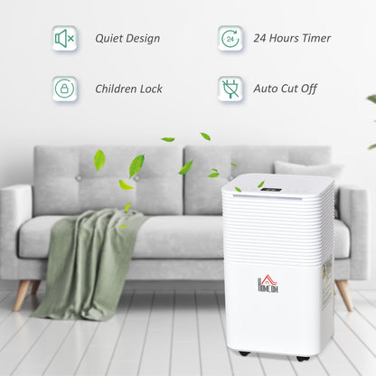 12L/Day 2000ML Portable Quiet Dehumidifier for Home Laundry Room Bedroom Basement, Electric Moisture Air De-Humidifier