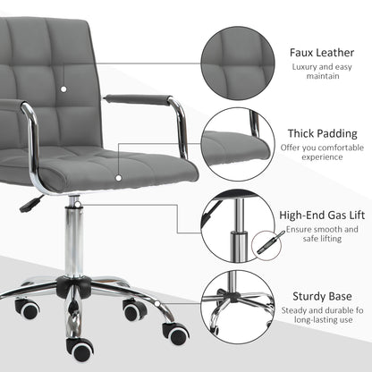 Mid Back Swivel Office Chair Computer Chair with Arm, Wheels, Adjustable Height, Grey