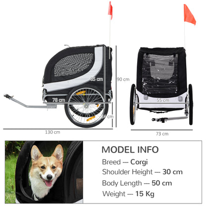 Dog Bike Trailer, Folding,  Pet Bicycle Jogger Travel Carrier-Black & White