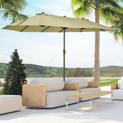 Outsunny 4.6m Double-Sided Patio Parasol Sun Umbrella-Tan