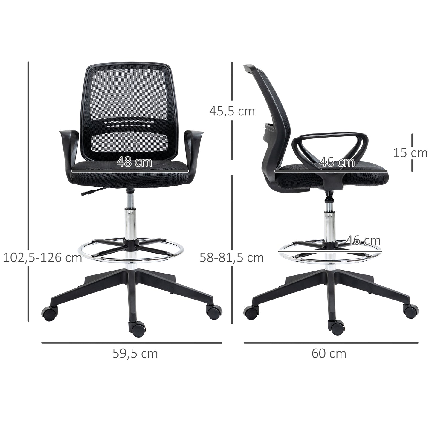 Tall Ergonomic Mesh Back Chair For Office Desk W/ Adjustable Height Footrest And 360 Swivel Black