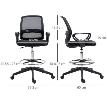 Tall Ergonomic Mesh Back Chair For Office Desk W/ Adjustable Height Footrest And 360 Swivel Black