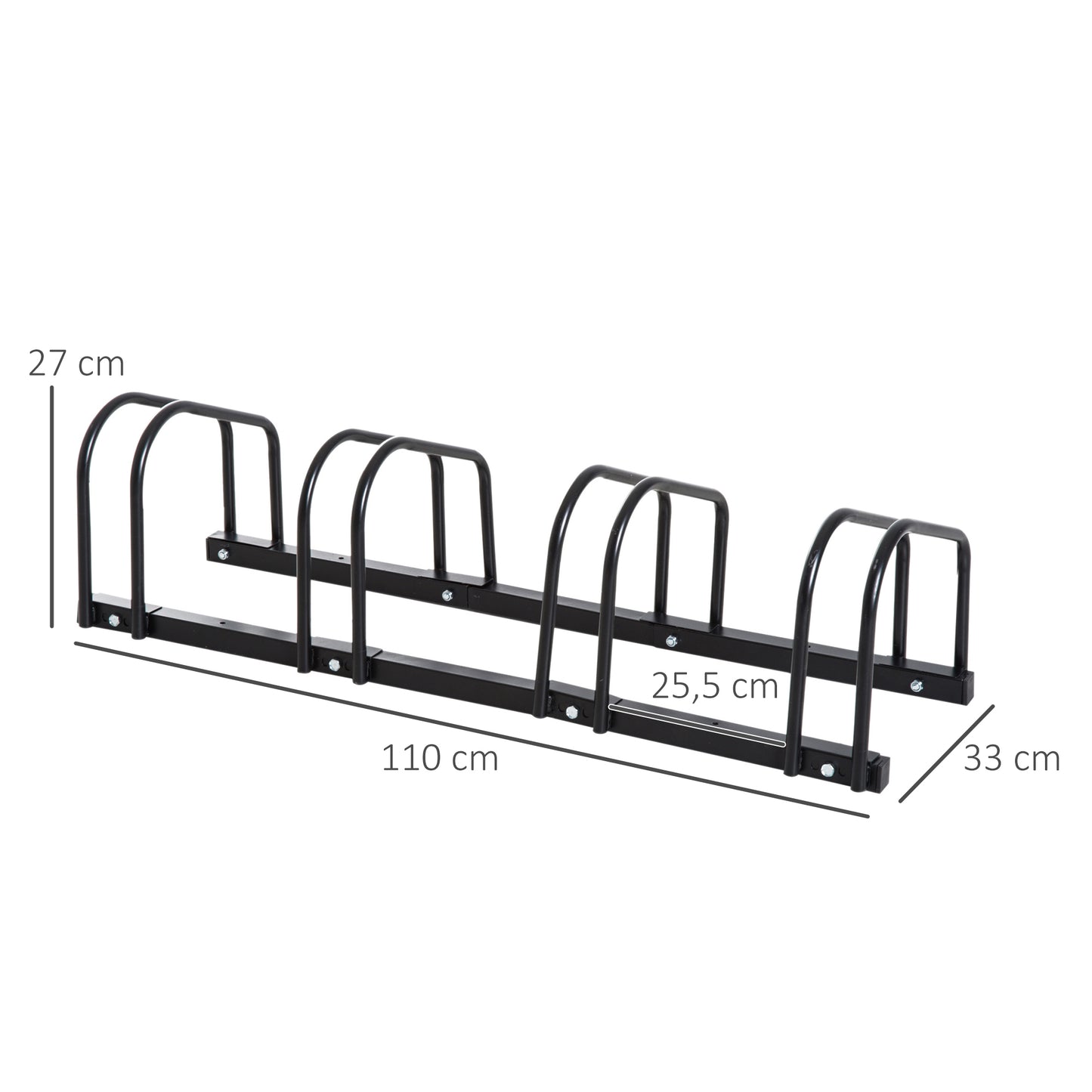 4-Bike Parking Stand Parking Rack, 95Lx33Wx27H cm, Steel-Black