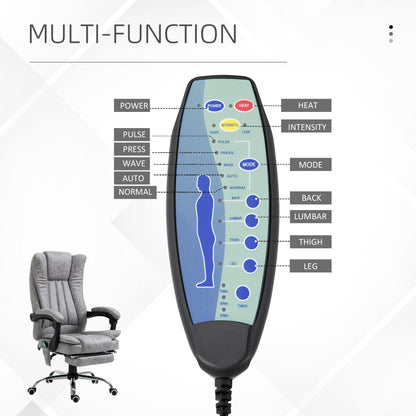 Executive Office Chair, Massage Office Chair, Office Chair,  w/Footstool, 135° Reclining, 360° Swivel, 6-point Massage, Grey