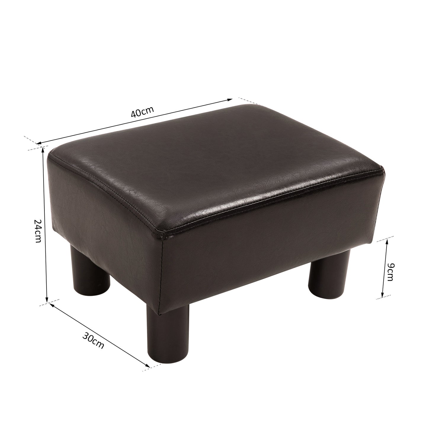 Foot Rest Stool, Leather, Wooden Frame, Max Load 150KG