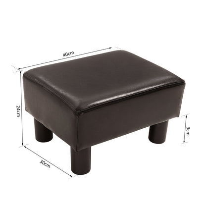 Foot Rest Stool, Leather, Wooden Frame, Max Load 150KG