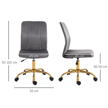 Armless Office Task Chair, w/360° Swivel Office Chair, Height Adjustable