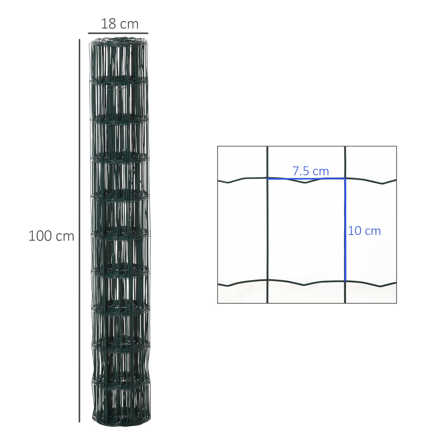 Chicken Wire Fence, 1m x 10m, Foldable, PVC Coated Welded Garden Fence Roll Poultry Netting for Rabbit