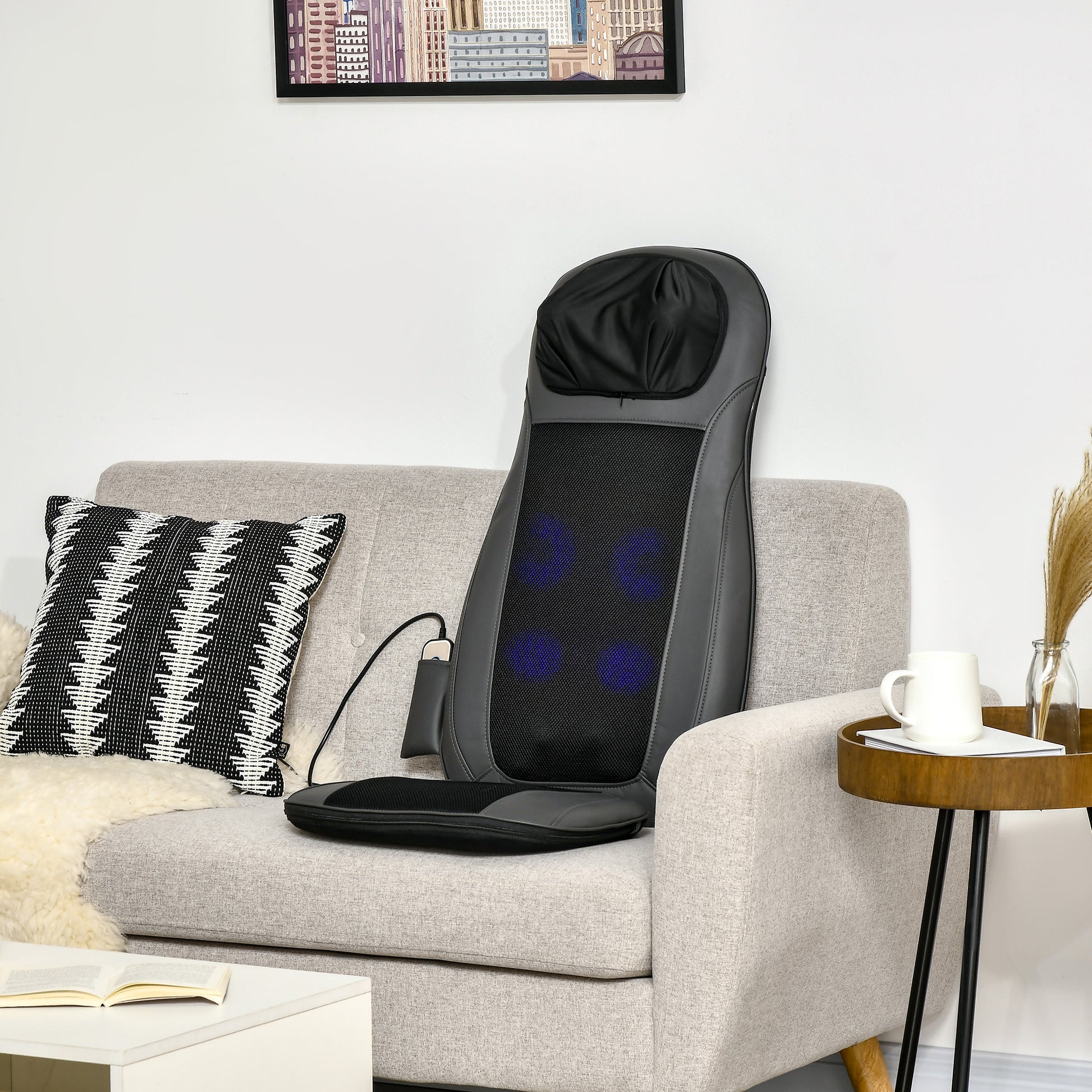 HOMCOM Shiatsu Back Massager for Neck, Massage Chair with Deep Tissue Kneading, Heating and Remote, Massage Cushion Black 