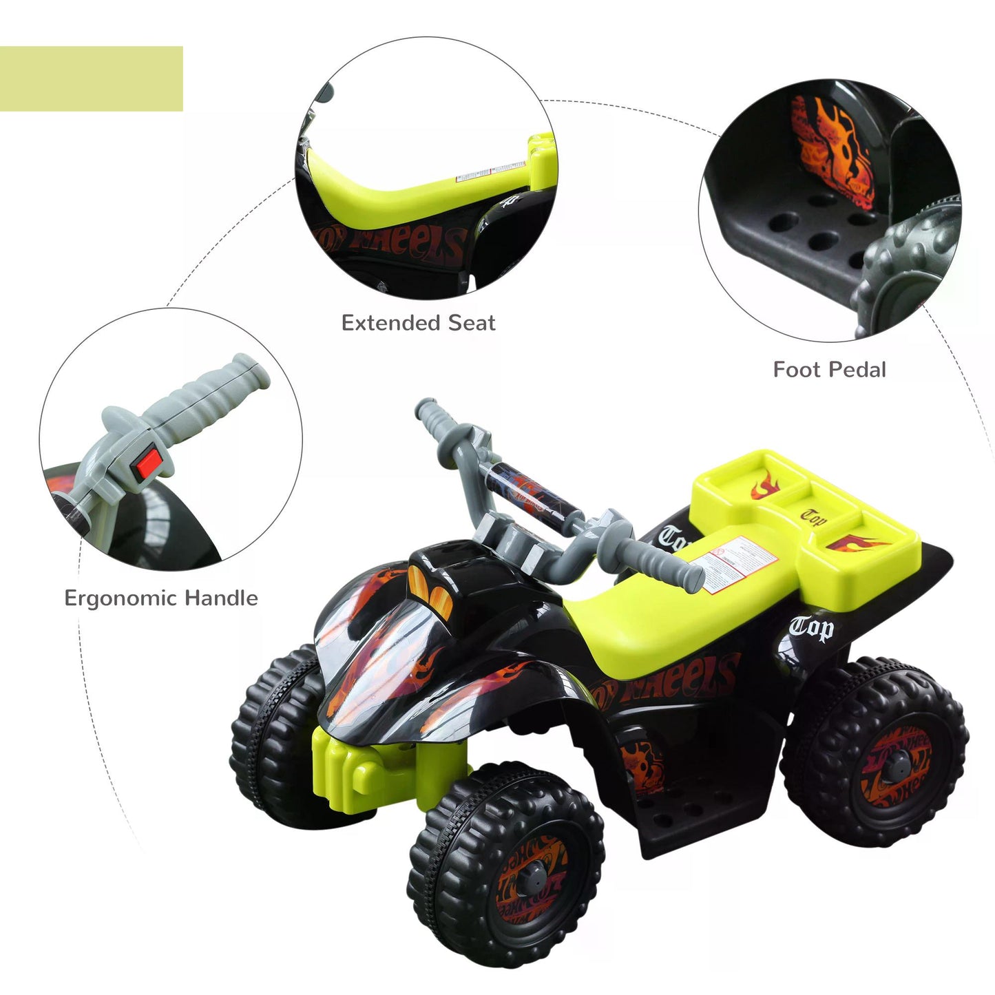 Childrens Electric Quad Bike W/ LED Light and Music-Black/Yellow