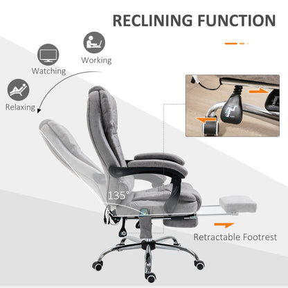 Massage Executive Office Chair Heated 6 Points Vibration Adjustable Swivel Ergonomic High Back Desk Chair Recliner Grey