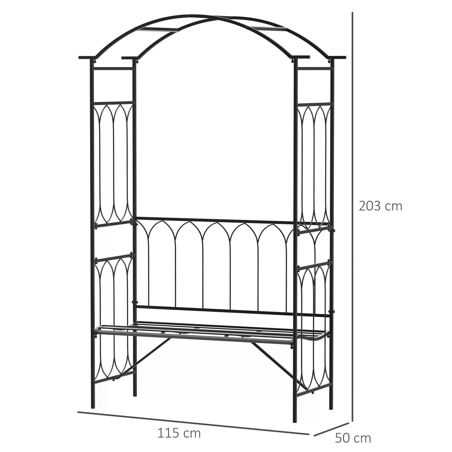 Garden Arbor Bench Plant Climbing Support Trellis for Rose Vines Black