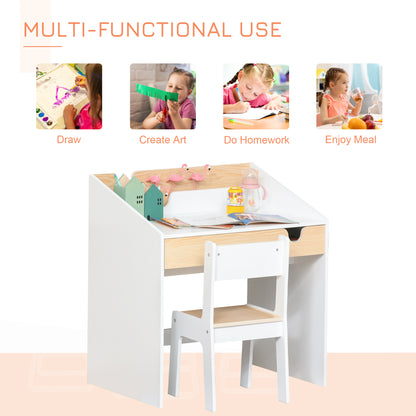 Childrens Study Table and Chair , 2 Pieces, Multi-usage Ideal for Arts&Crafts Snack Time Homework