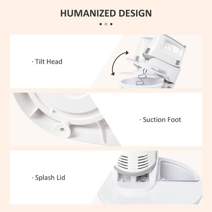 Electric Stand and Hand Blender with 6 Speed, Electric Hand Whisk, 3.4 Litre Mixing Bowl, Whisk, Dough Hooks and Beater